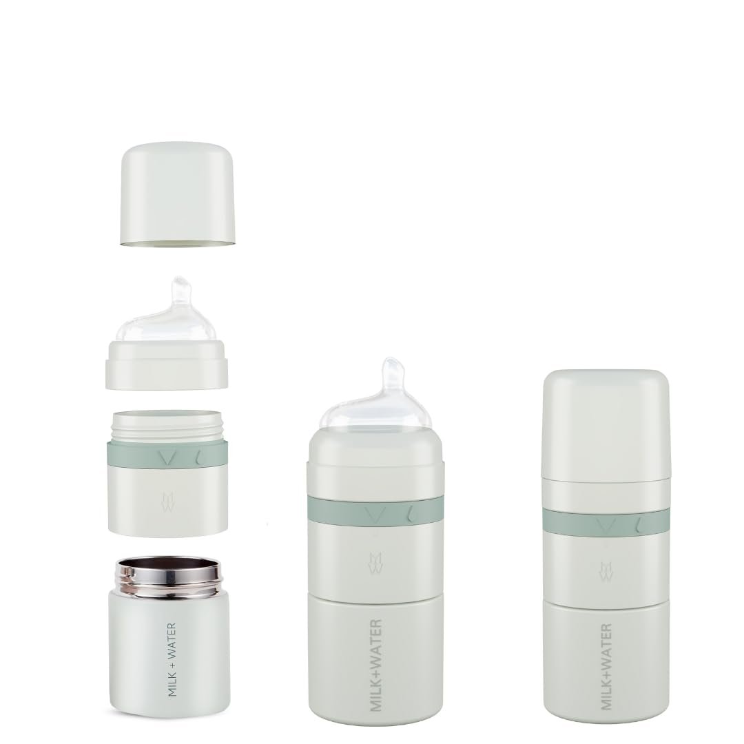 MILK & WATER All in One Baby Bottle & Baby Formula Dispenser On the Go, 5oz - Keeps Water Warm & Formula Fresh - Baby Formula Mixing Bottle with Anti Colic Nipple - Leak-Proof - 0+ Months (Green)