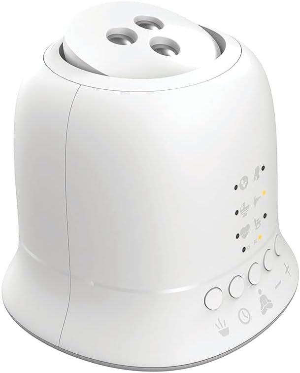 Homedics Sound Machine and Projector with 6 Soothing Sleep Sounds for your Baby and Kids and Tilt Projector With 9 Images To Help Your Kids Fall Asleep. Great for Baby Registry Searches