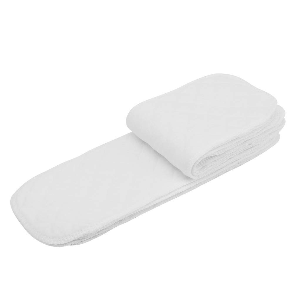 Nappy Liner Cloth Diaper Set - 10pcs, Organic Cotton, Soft and Breathable, Double Water Absorbency, Stitched to Prevent Fraying, Reusable, Easy to Use and Clean (Three layers