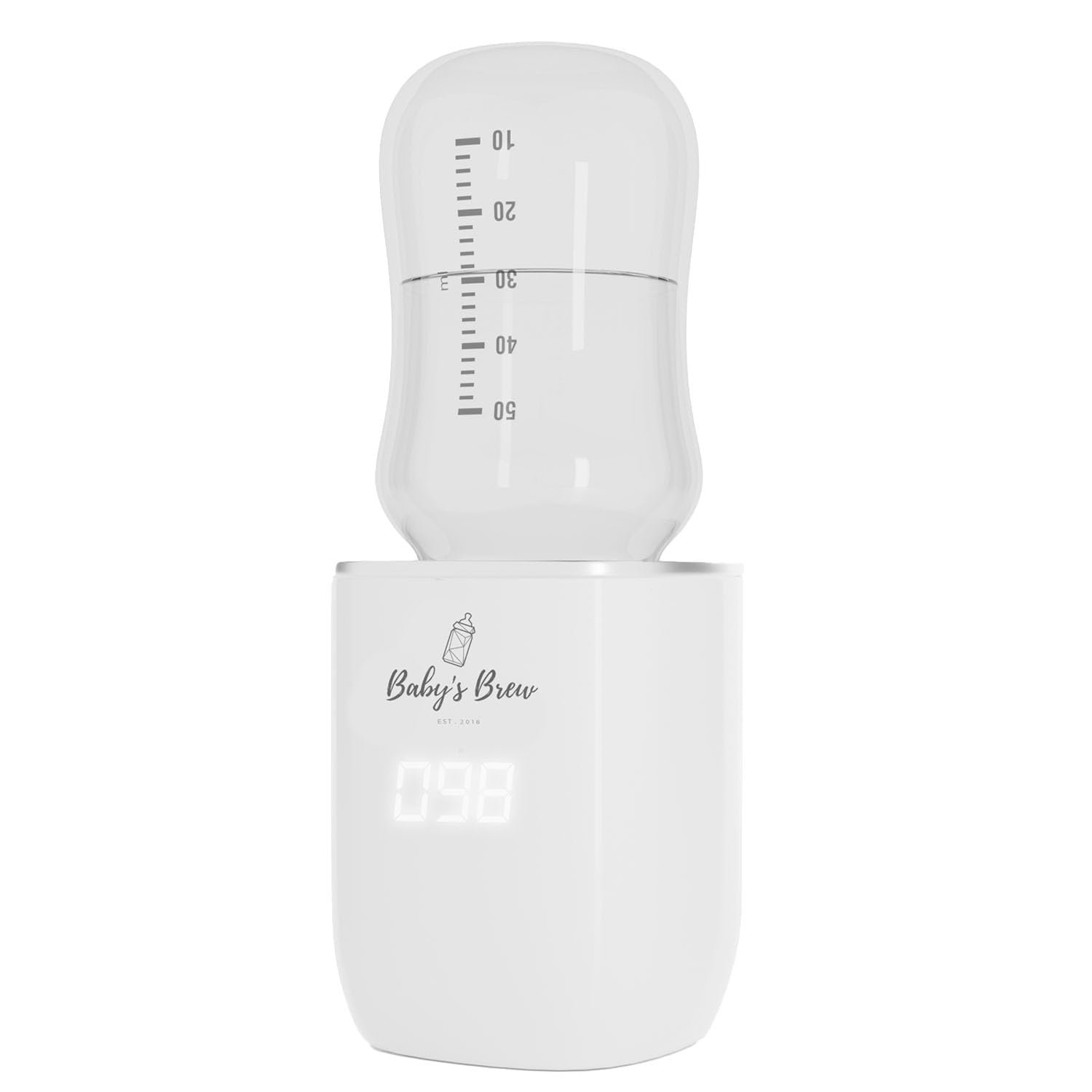 Baby's Brew Portable Bottle Warmer – Cordless Baby Bottle Warmer for Breastmilk & Formula, Rechargeable Travel Milk Warmer, Leak-Proof, Compact, White, Adapter Not Included