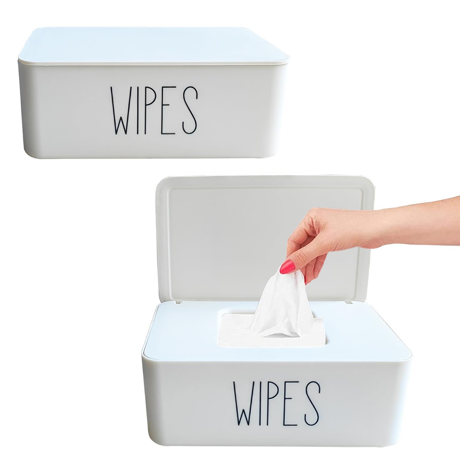 Moorfowl 2 Pack Baby Wipes Dispenser for Bathroom,7.28" L * 4.80" W * 2.75" H, Flushable Wipes Holder Container Sleek Funny Nursery and Baby Registry Essential