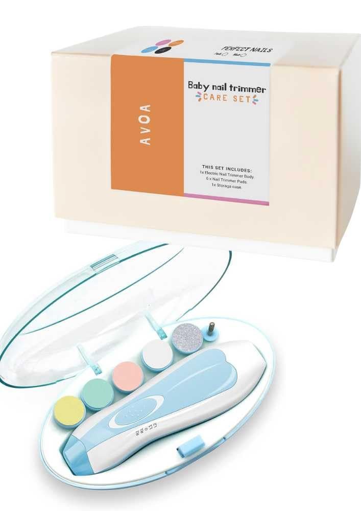 AVOA Baby Nail Trimmer Electric - Safe Quick Trim, No Cuticle Damage, LED Light, Quiet, Ergonomic, Baby Nail File Kit, Toddler Nail Clipper, Electric Nail File for Baby, Nail Filer, Blue
