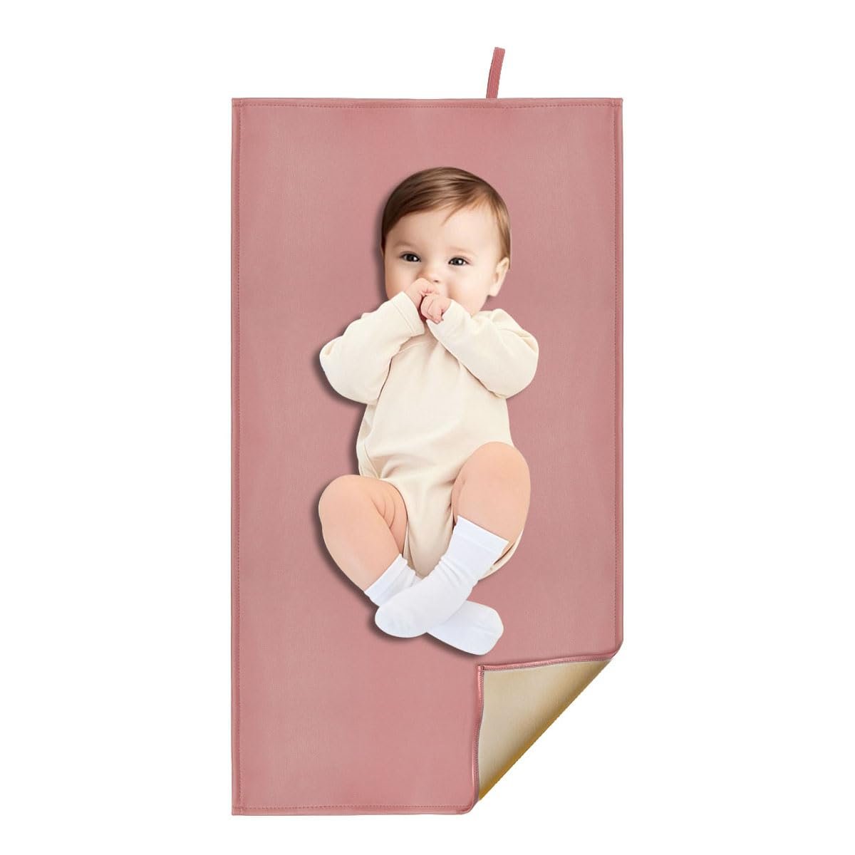 Wipeable Changing Pad for Baby, Dusty Pink Diaper Changing Mat for Baby Travel or Home, Foldable Mat Fits Perfectly in Diaper Bag (67-05)