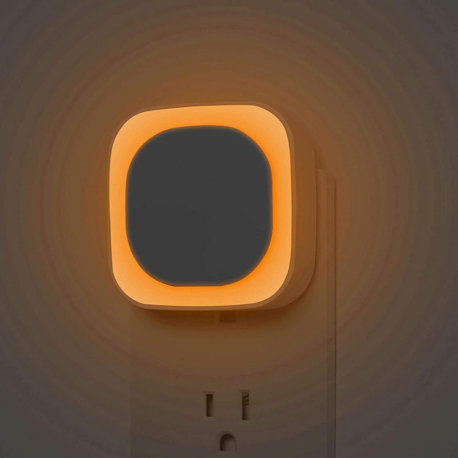 YUNLEX 2 Pack Amber Night Light, Dusk to Dawn Sensor, Warm Glare-Free Reflected Glow, 3-Level Dimmer, Auto On/Off, Plug-in LED Nightlight for Bedroom, Kids, Bathroom, Sleep, Baby Nursery, Toddler