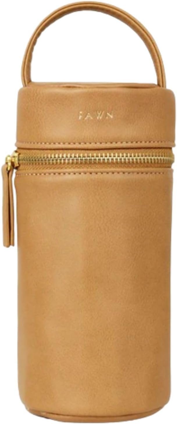FAWN DESIGN The Bottle Bag, Insulated Bottle Bag for Daycare, Travel and More, Premium Matte Faux Leather Insulated Bag, Cooler Bag Fits Most Standard Bottle Sizes, 4x3.5x7.5 inches