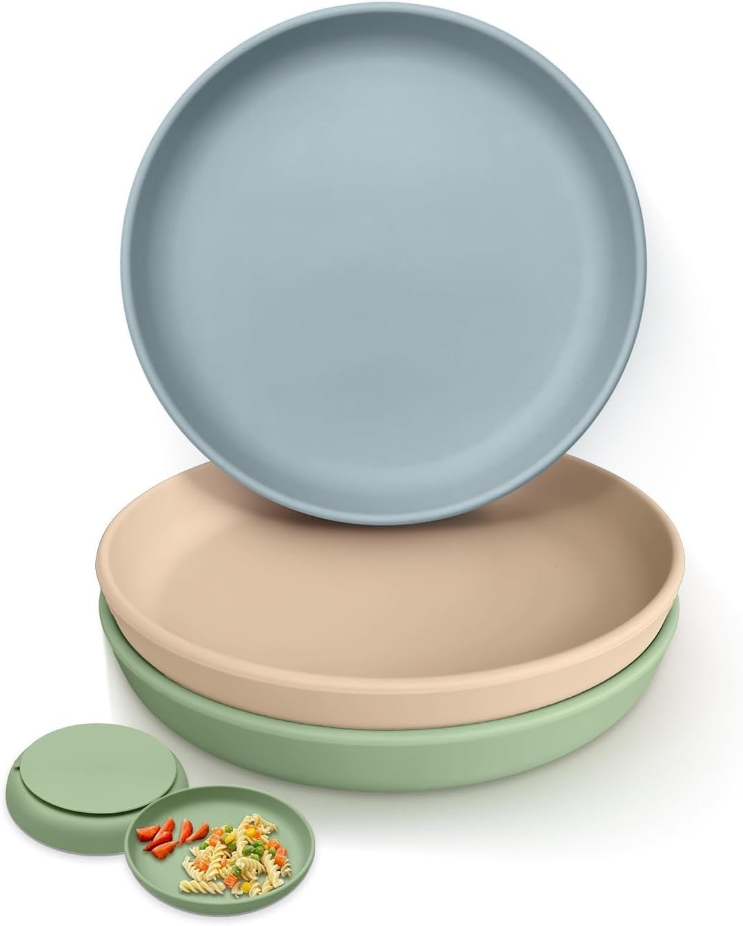 Classic Silicone Suction Plates for Toddler Baby Kids (3 Pcak), BPA Free Baby Plates with Suction that Stick & Stay, Deeper Toddler Dishes Microwave & Dishwasher Safe