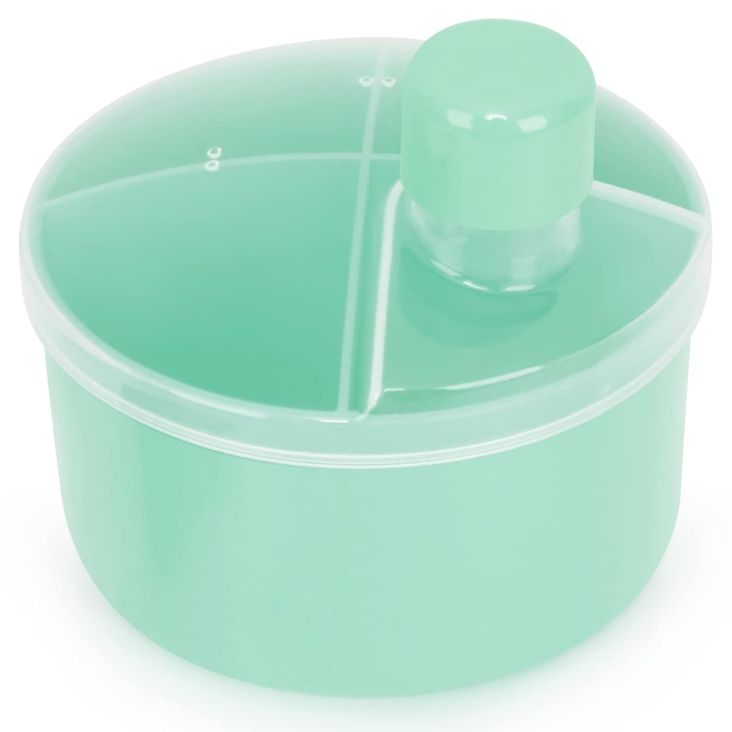Accmor Formula Dispenser On The Go, Non-Spill Rotating Four-Compartment Formula Container to Go, Milk Powder Snack Storage Container for Infant Toddler Travel Outdoor, Green