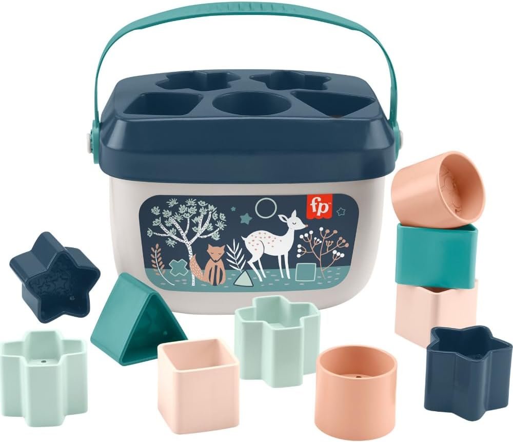 Fisher-Price Baby's First Blocks – Navy Fawn, Set of 10 Blocks for Stacking and Sorting Play for Infants Ages 6 Months and Older (Amazon Exclusive)