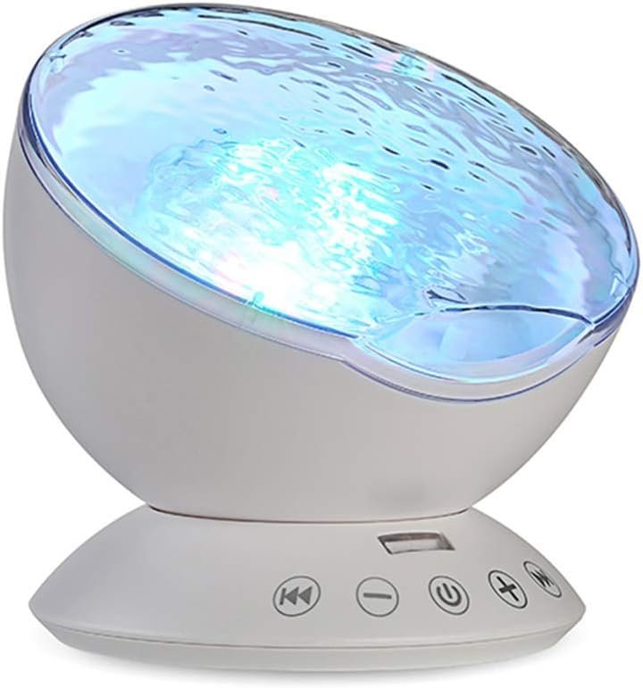 TOMNEW Ocean Wave Projector Sound Machine, Night Light Projector with Remote Control Timer 8 Colors LED Lighting Modes Water Lamp for Kids Adults Bedroom Living Room Party Decorations Gift (White)