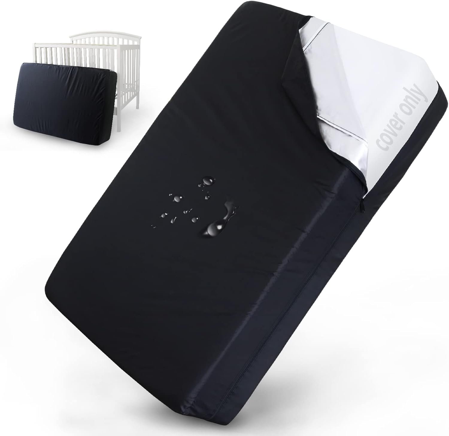 Crib Mattress Bags for Moving, Waterproof Mattress Protector Crib Size Mattress Cover for Moving and Storage, Strong Zipper, Reusable Thick Moving Supplies & Moving Bags, Black