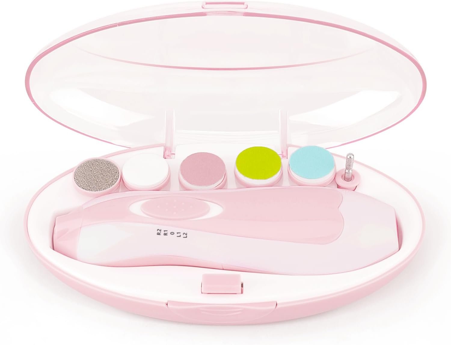 Baby Nail File Clippers Electric: Baby Nail Trimmer Electric Kit Fingernails Toes Care Manicure 6-in-1 Set with LED Light Safe for Newborn Kids and Adult Pin