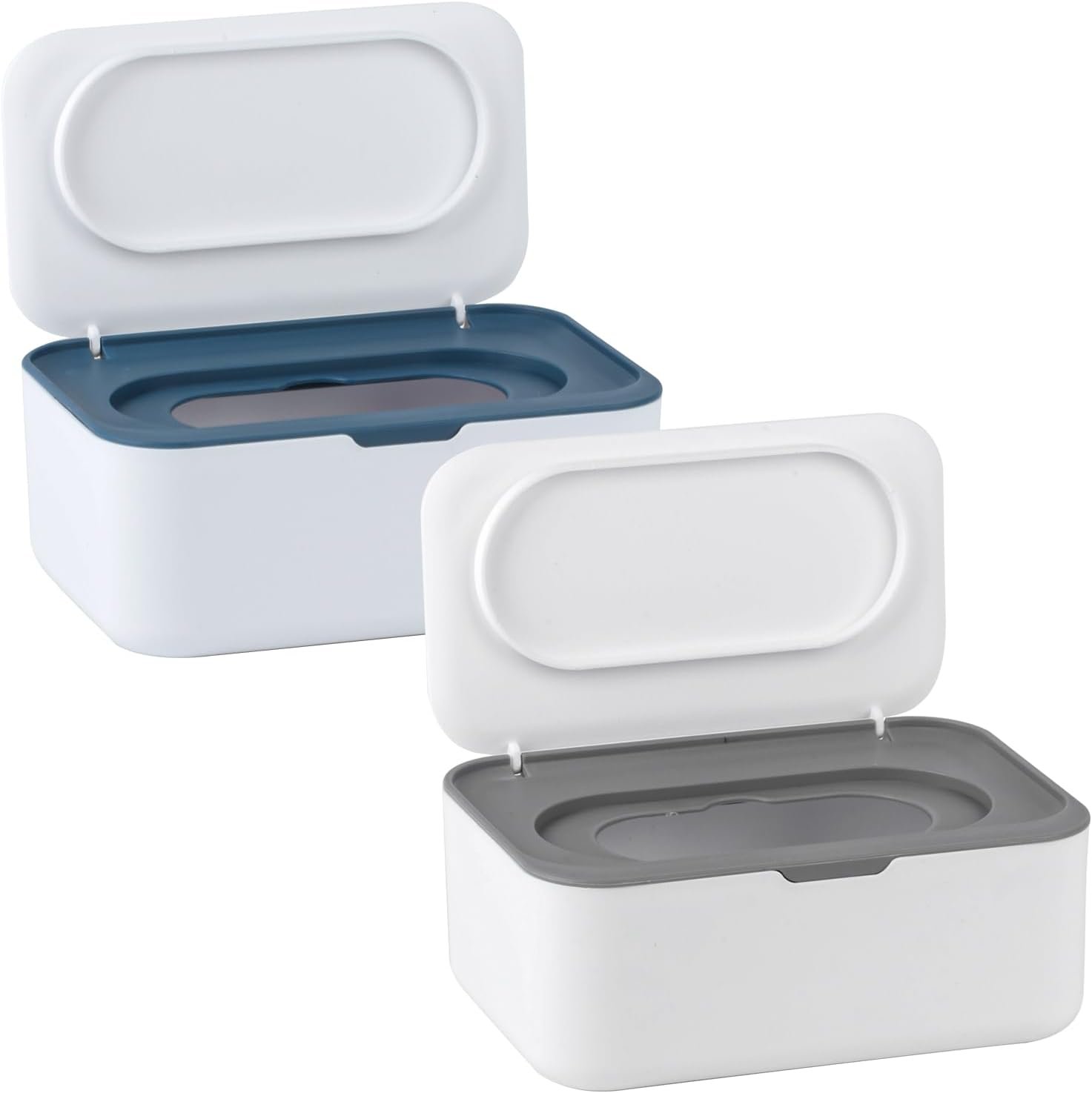 2Pcs Baby Wipes Dispenser, Wipe Holder for Baby & Adult, Keeps Wet Tissue Fresh,Easy Pull Wipes Pouch Case(Gray/Blue)