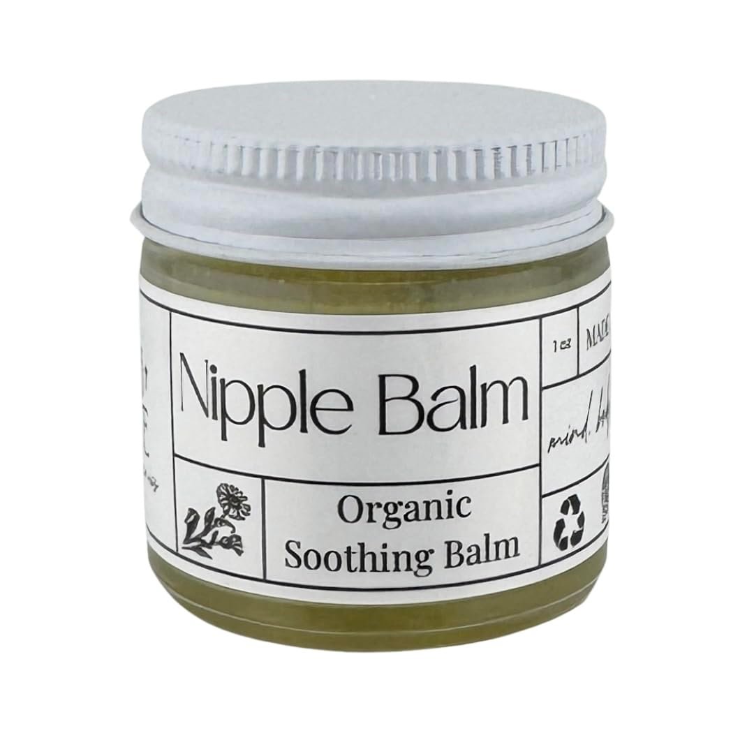 Faith and Grace Organics, Organic Nipple Balm, Safe for Nursing, Soothing Balm for Breastfeeding Mothers, Postpartum Essentials, 1 oz Glass Jar.