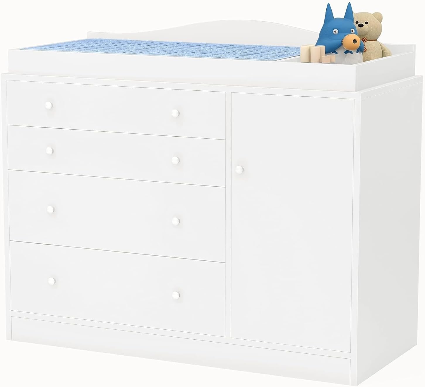 Changing Table with 4 Drawers and Open Storage Space, Drawer Changing Table