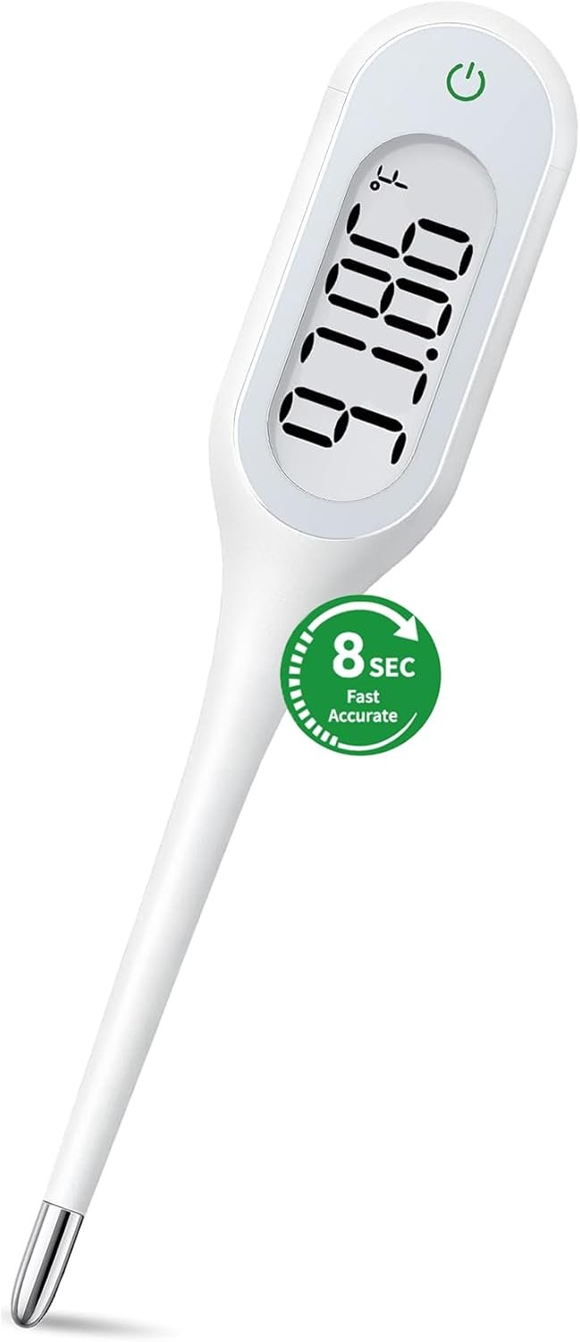8 Second Thermometer for Adults & Kids, Accurate & Safe Baby Thermometer with Fever Alarm and Memory Recall, Oral, Rectal or Underarm Use