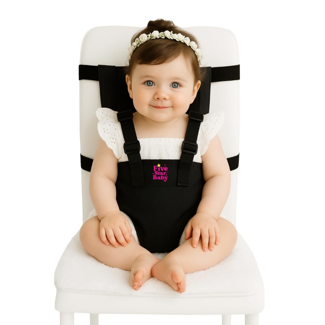 Portable Baby Chair Strap – Travel Dining Seat Cover for Babies & Toddlers | Portable Baby Chair for Travel | Compact, Foldable Baby Seat Cover – Black