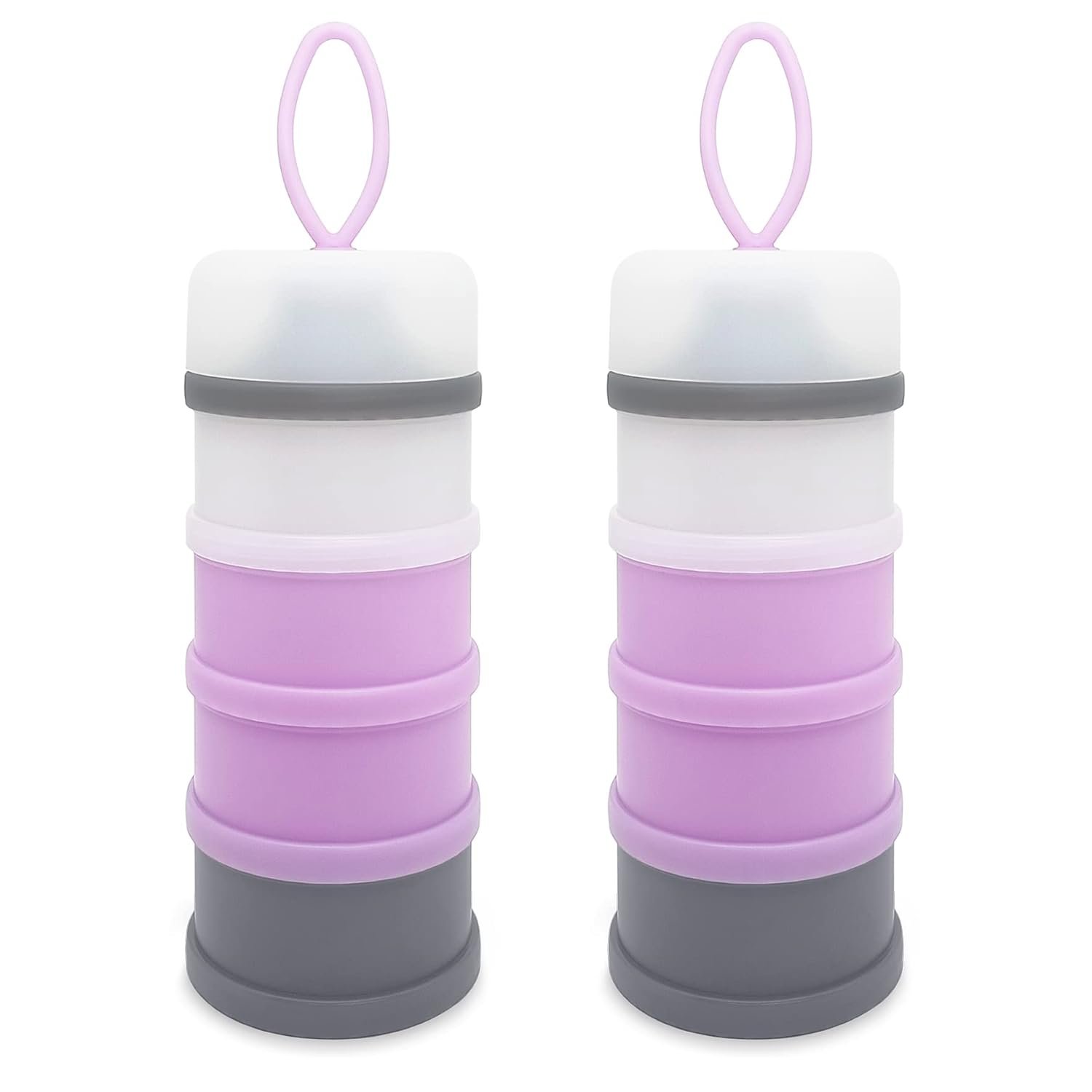 Baby Formula Dispenser, Portable Milk Powder Dispenser Container, Baby Feeding Travel Storage Container, formula mixer, formula holder, BPA Free, 4 Compartments, 2 Packs, dispensador de fórmula