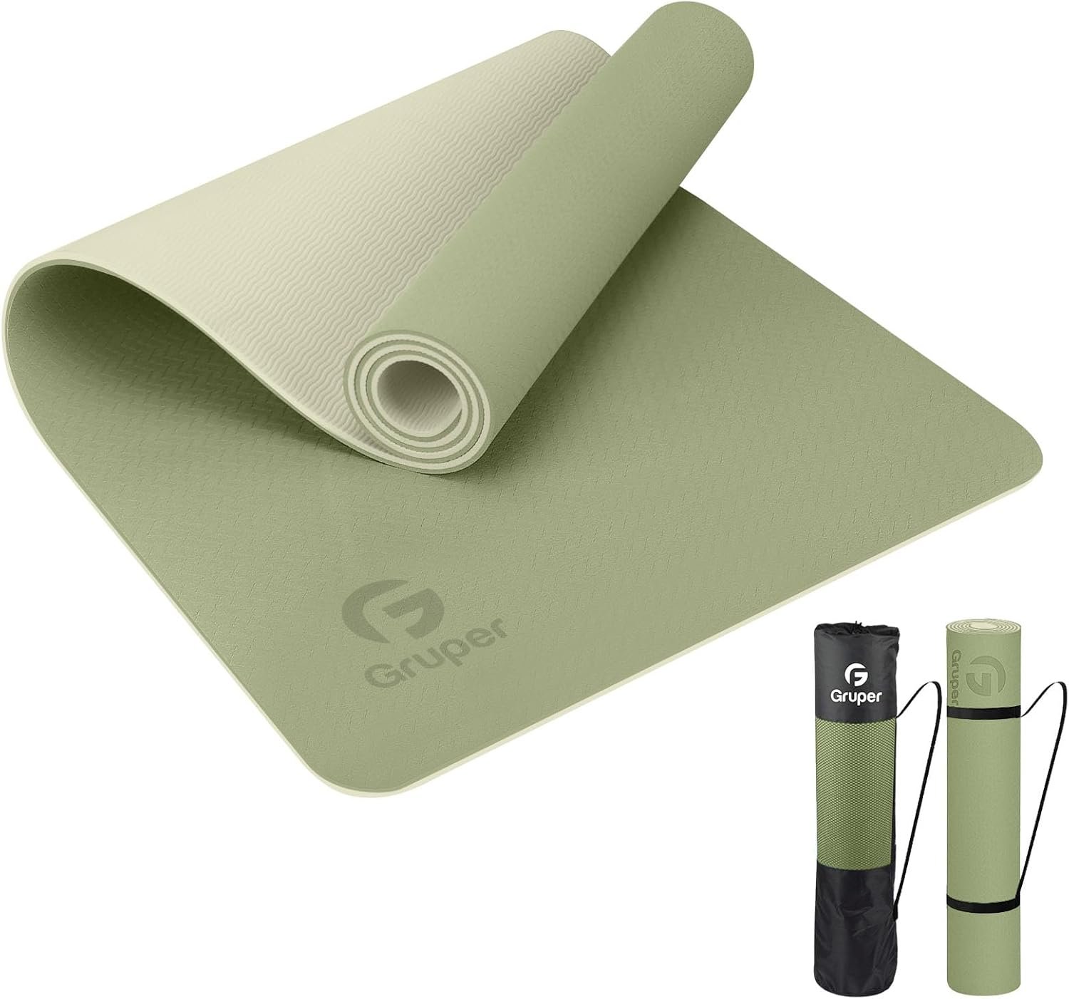 Gruper Yoga Mat Non Slip, Eco Friendly Fitness Exercise Mat with Carrying Strap,Pro Yoga Mats for Women,Workout Mats for Home, Pilates and Floor Exercises