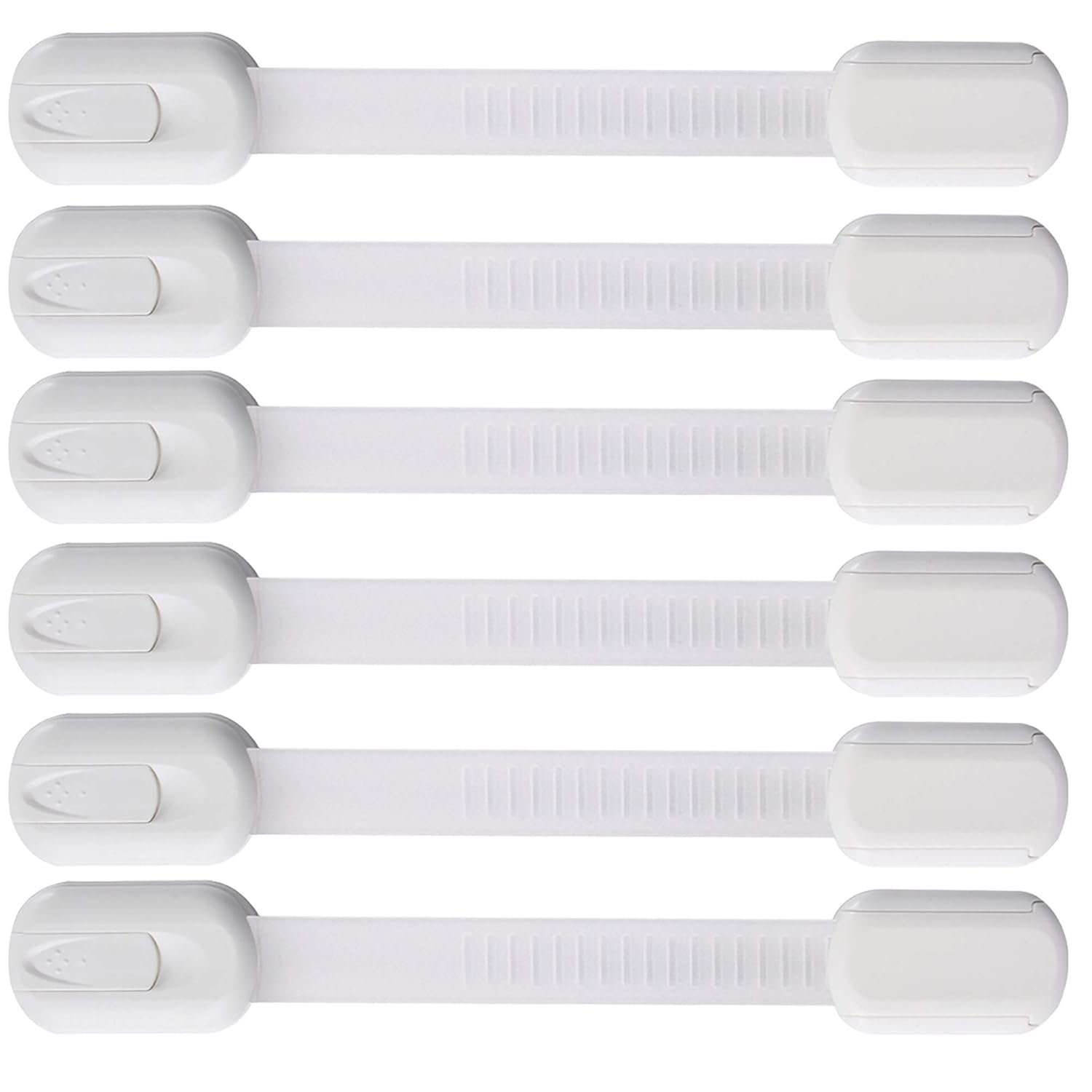 Vmaisi Multi-Use Adhesive Strap Locks for Baby Proofing Cabinets & Drawers, No-Drill Child Safety Latches for Fridge, Toilet, Oven, 6 Pack