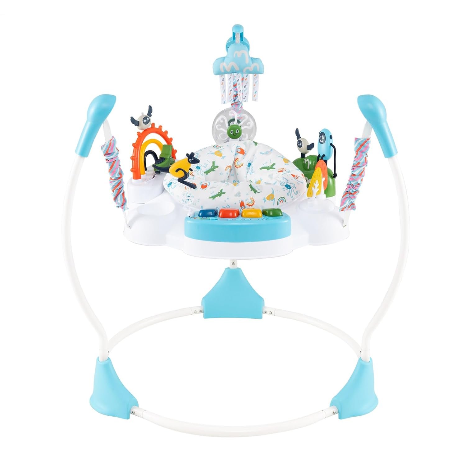 INFANS Baby Activity Center Jumper with Music, Light, Interactive Toys, 360°Rotating Seat, 3 Heights for 6+ Months (Blue)