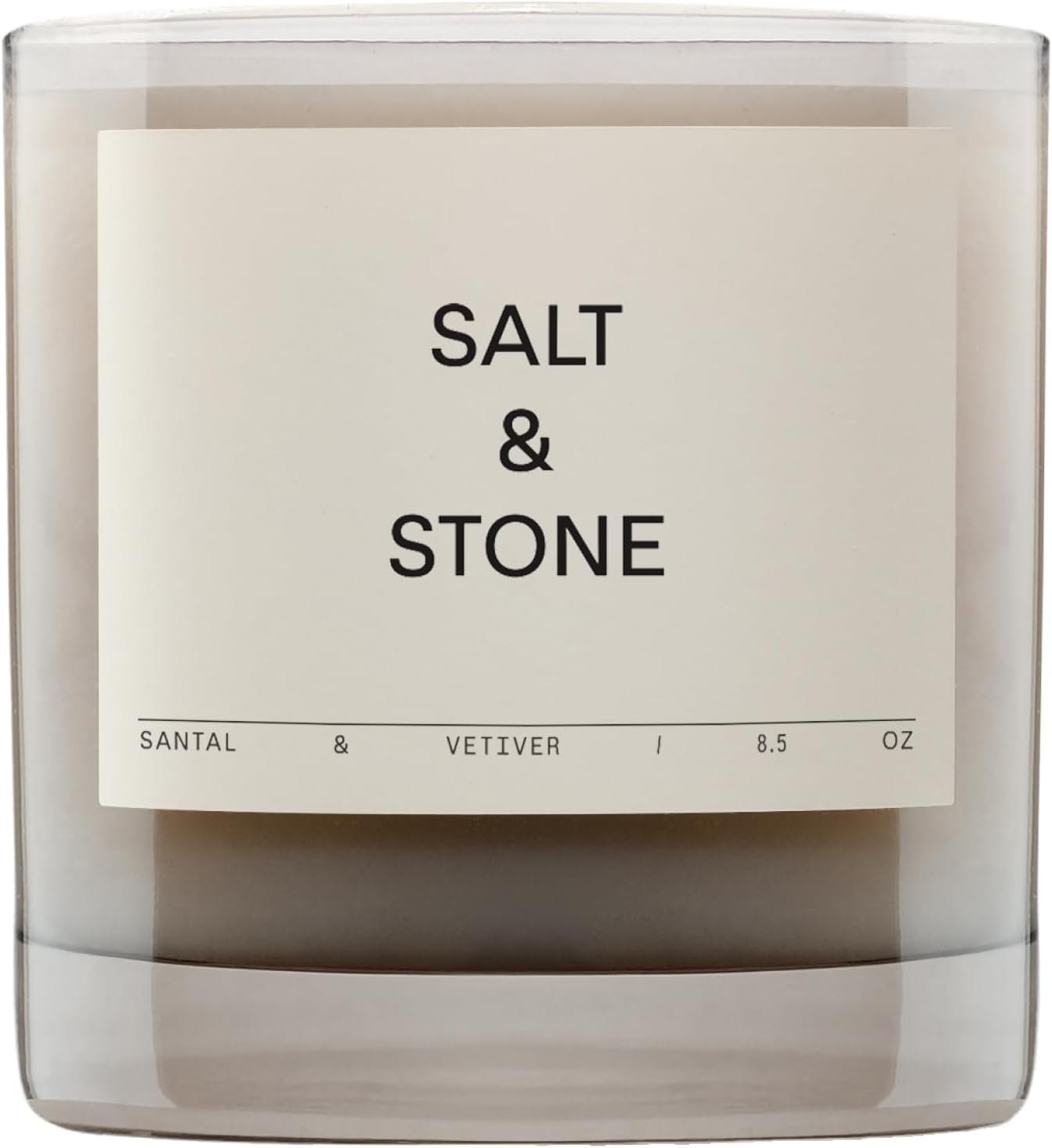 Salt & Stone Scented Candle for Women & Men | Coconut & Soy Blend Wax | Hand-Poured, Aromatic & Fragrant | 100% Cotton Wick | Long-Lasting 50 Hour Burn Time | Santal & Vetiver 8.5 oz