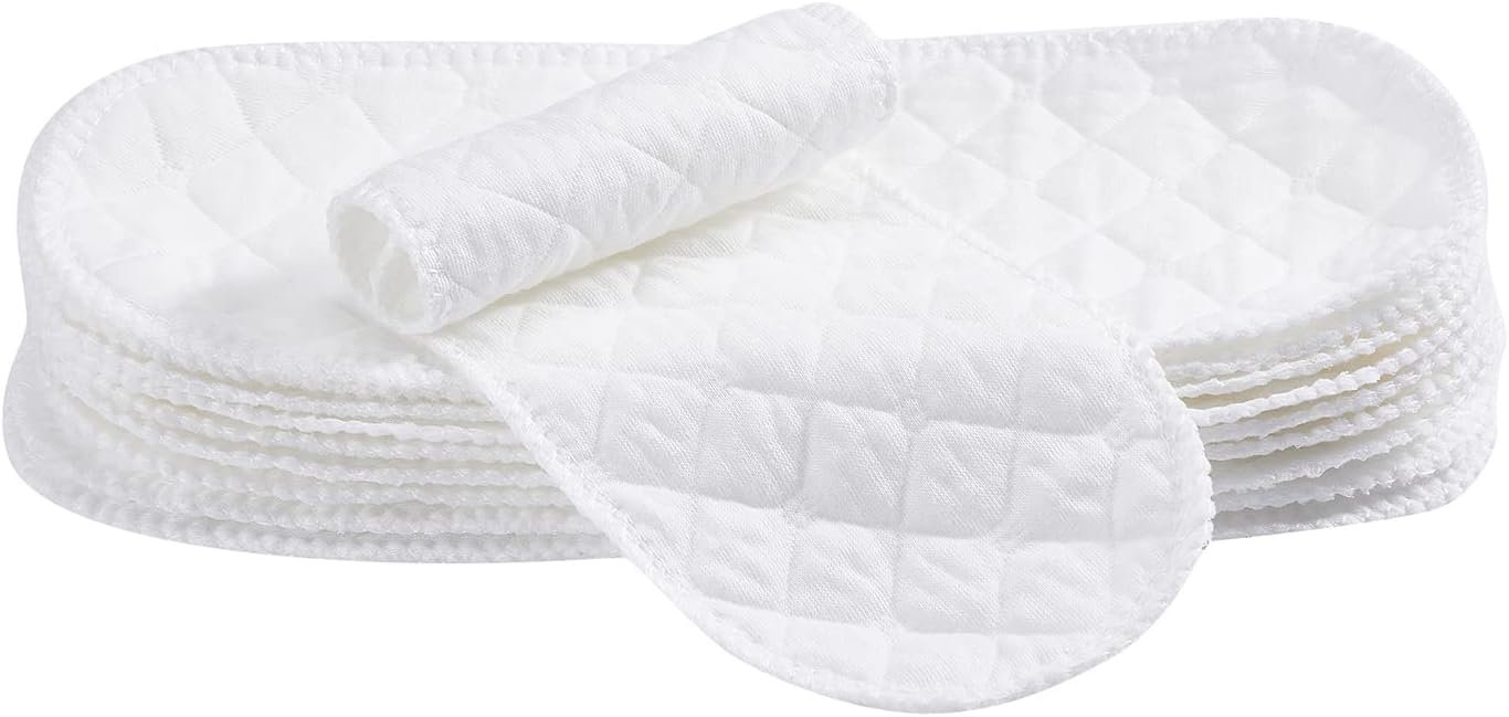 10PCS Three-Layers Cotton Diaper Reusable Solid Casual Infant Baby Cloth Diaper Covers Nappy Liners Insert (Three Layers - S, 30x11cm / 11.81x4.33in)
