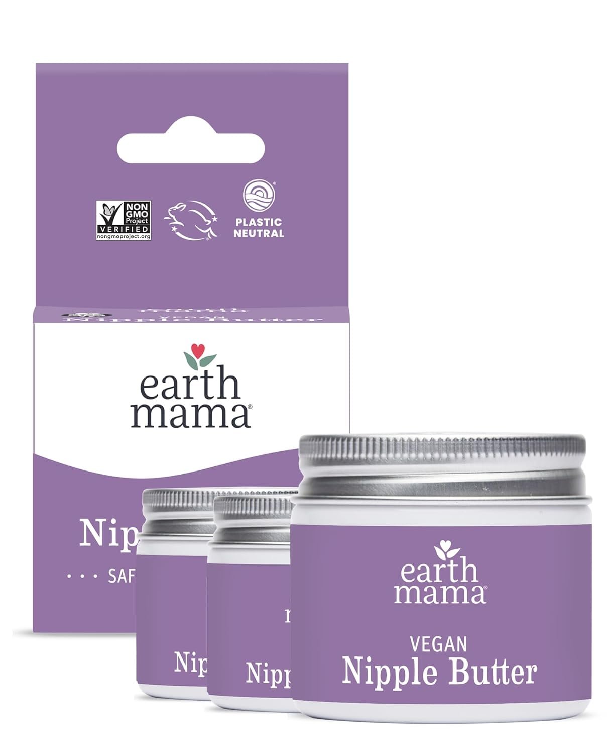 Earth Mama Vegan Nipple Butter | Cruelty-Free Breastfeeding Cream for Nursing Mamas | NO Lanolin, 2-Ounce (3-Pack)