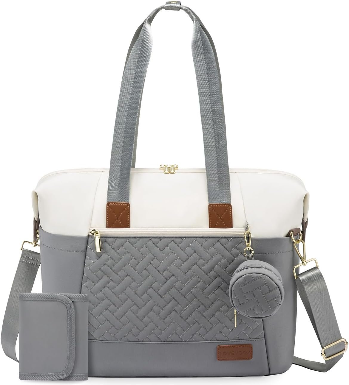 LOVEVOOK Diaper Bag Tote, Baby Diaper Bag Waterproof Travel Diaper Tote with Changing Pad
