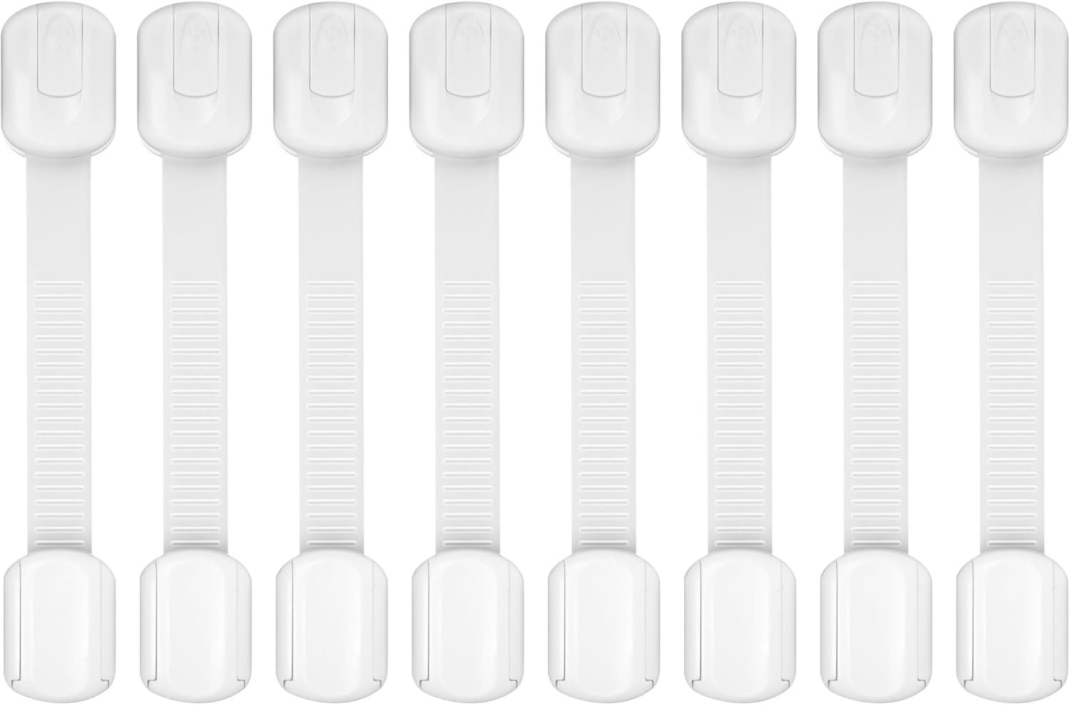 Child Safety Cabinet Locks, 8-Pack, Easy Install with 3M Adhesive, No Screws or Drilling, Multi-Purpose Latches for Cabinets, Drawers, Doors, Kitchen, Ovens, Toilets