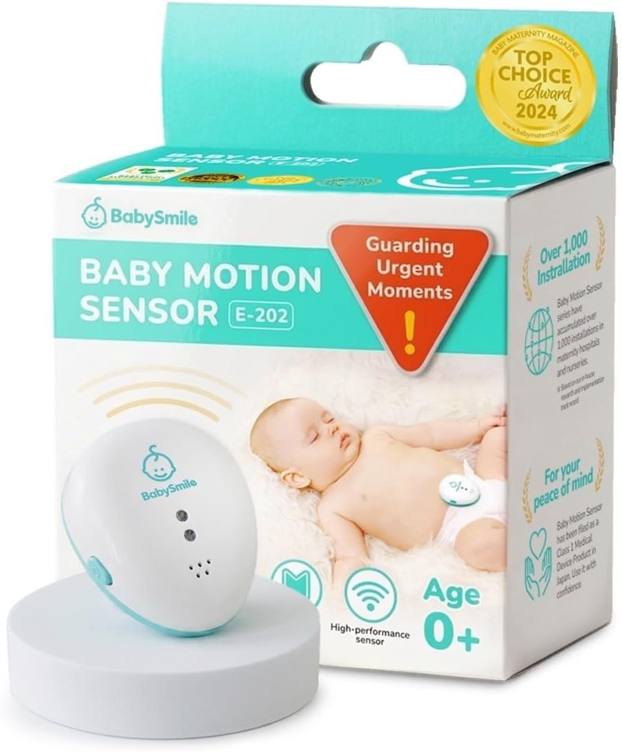 BabySmile E-202 Baby Movement & Sleep Monitor | Motion Sensor with Safety Alerts, Arousal Vibration & Portable Clip-On Design | Smart Baby Sleep Support (White)