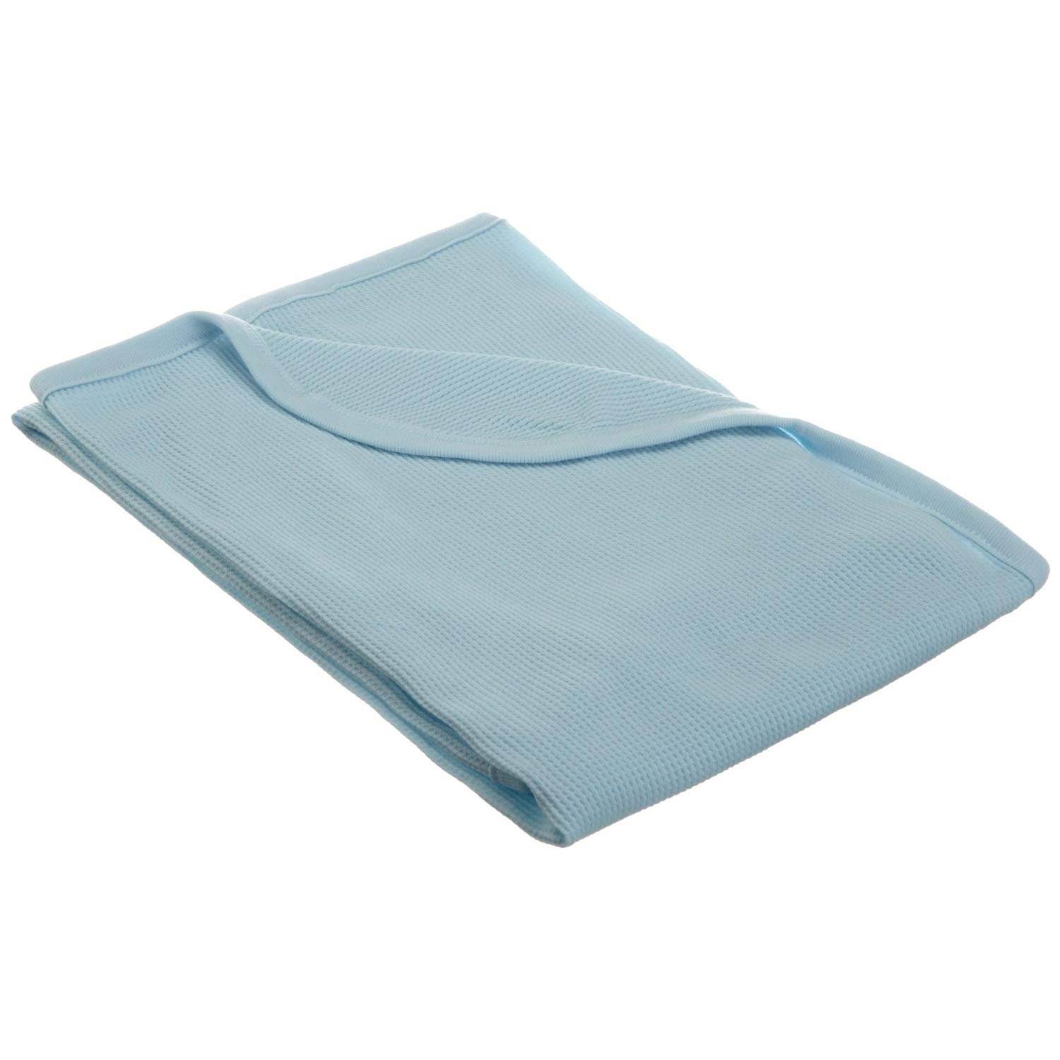 American Baby Company 100% Cotton Thermal Waffle Swaddle Blanket (30" x 40"), Soft, Breathable & Stretchy, Blue, for Boys and Girls, Perfect for Swaddling, Travel and Gifting