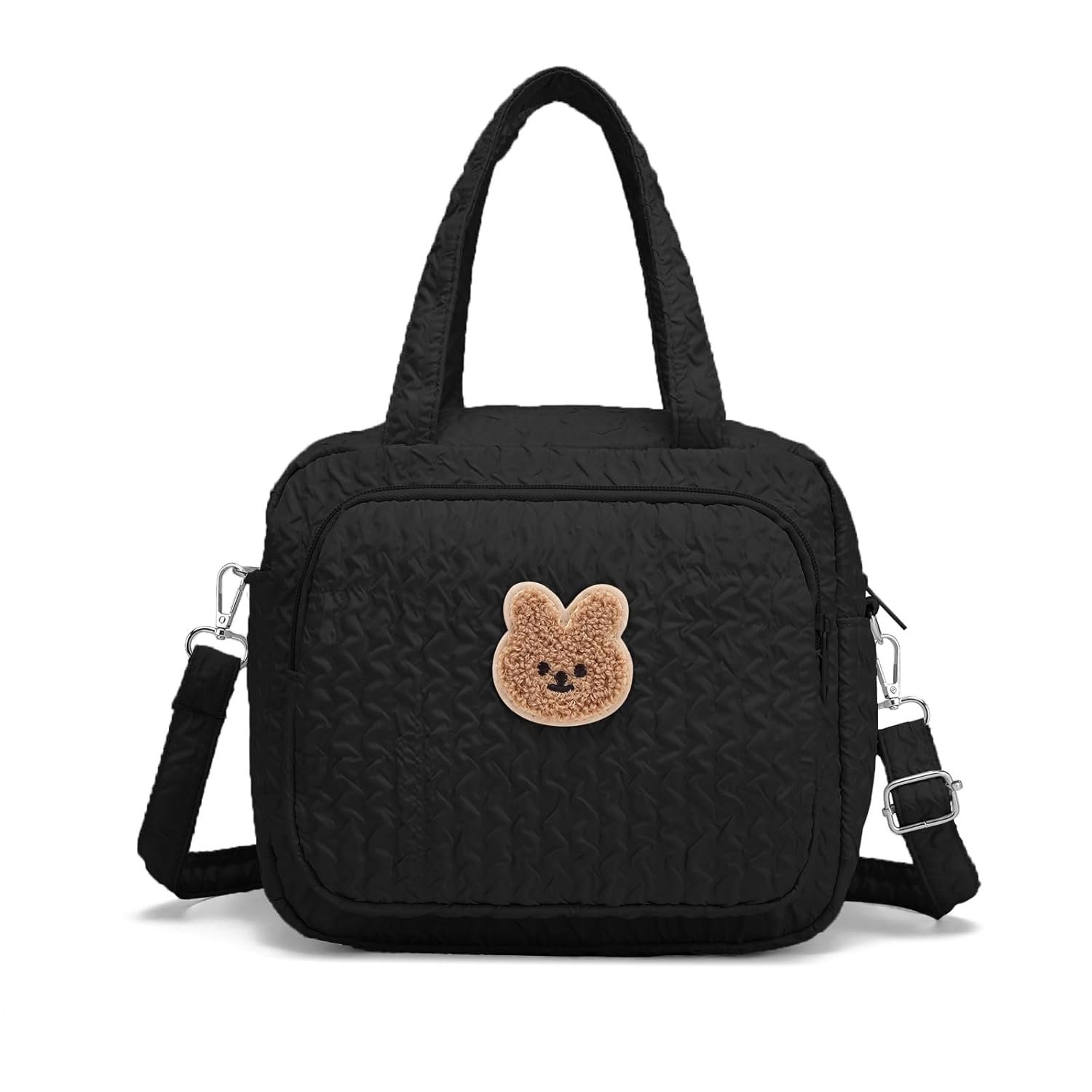Small Diaper Bag Tote, Crossbody Diaper Bag Mini Purse with 8 Pockets, Travel Baby Bag for boys & Girls, 2 Insulated Pockets, Black