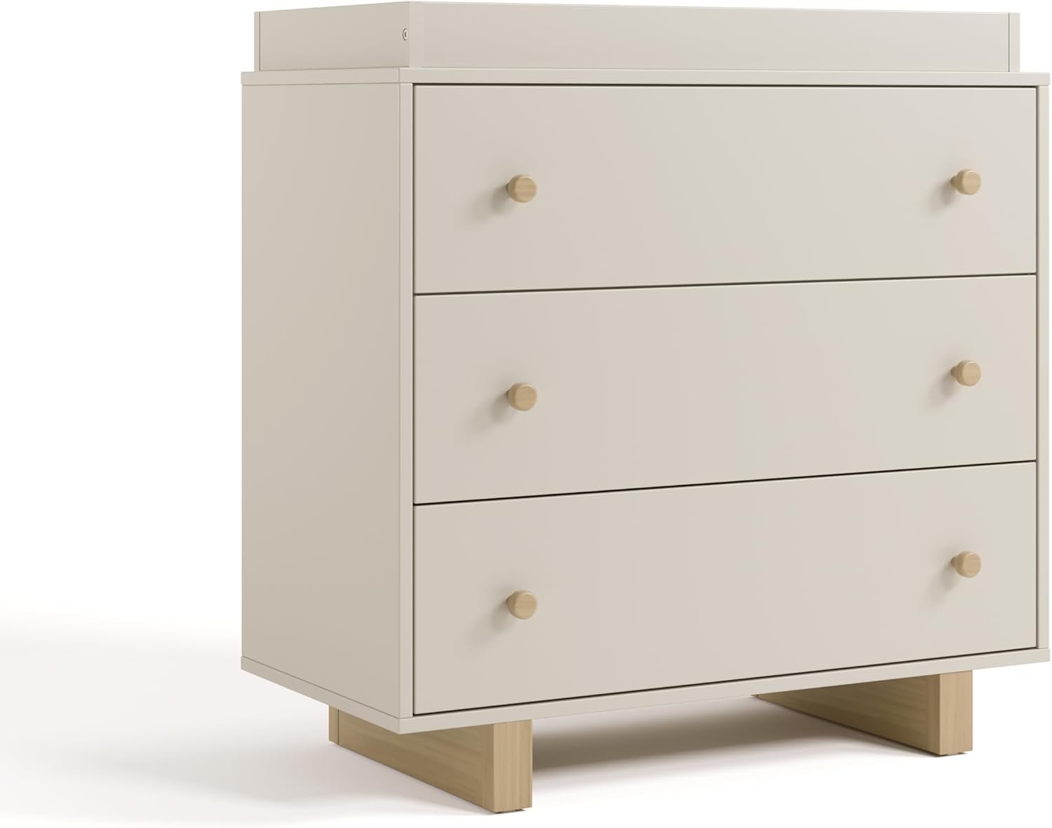 Storkcraft Texas 3 Drawer Chest with Removable Changing Table Topper (Frosted Oat/Driftwood) – GREENGUARD Gold Certified Baby Dresser, Interlocking Drawer System for Nursery & Kids’ Bedroom Dresser