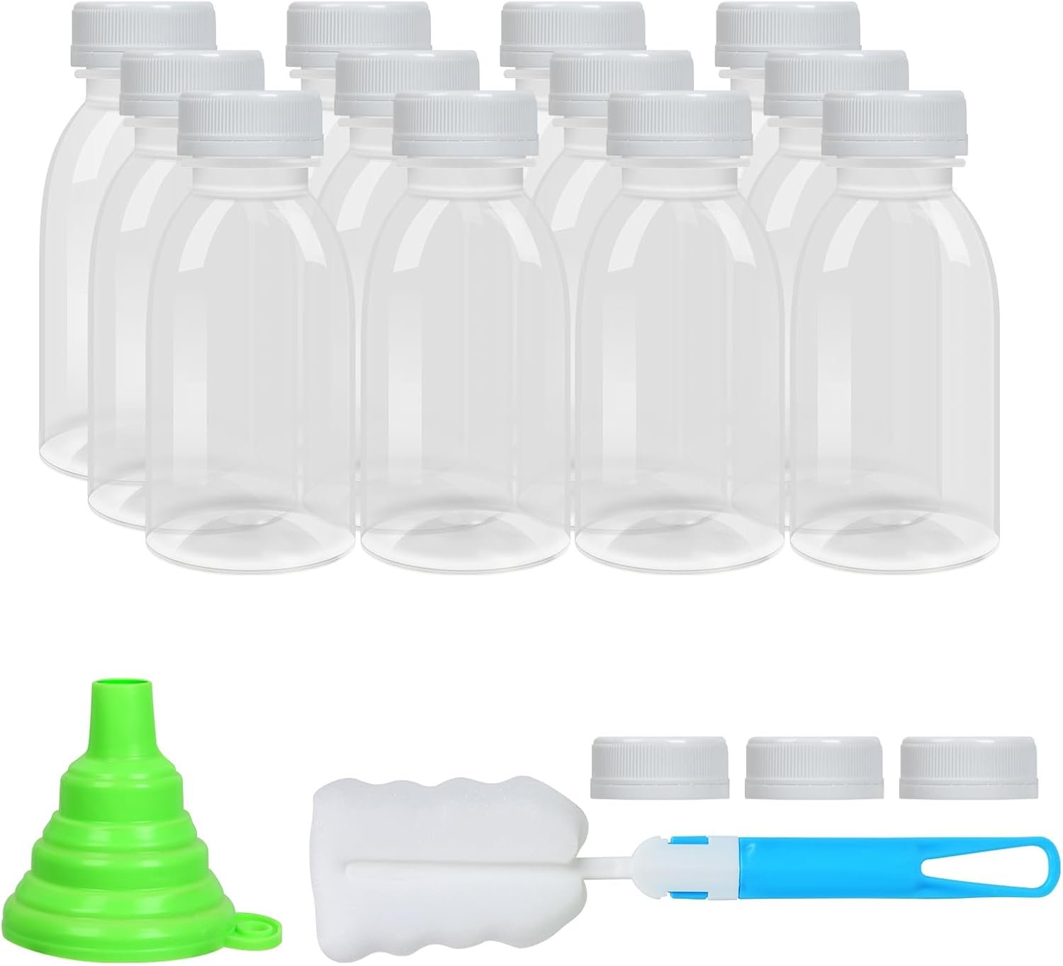 EONJOE Dishwasher Safe 8oz Small Plastic Bottles with Caps Reusable BPA Free PP5 Juice Milk Water Smoothie Bottle Heat-Resistant Refillable
