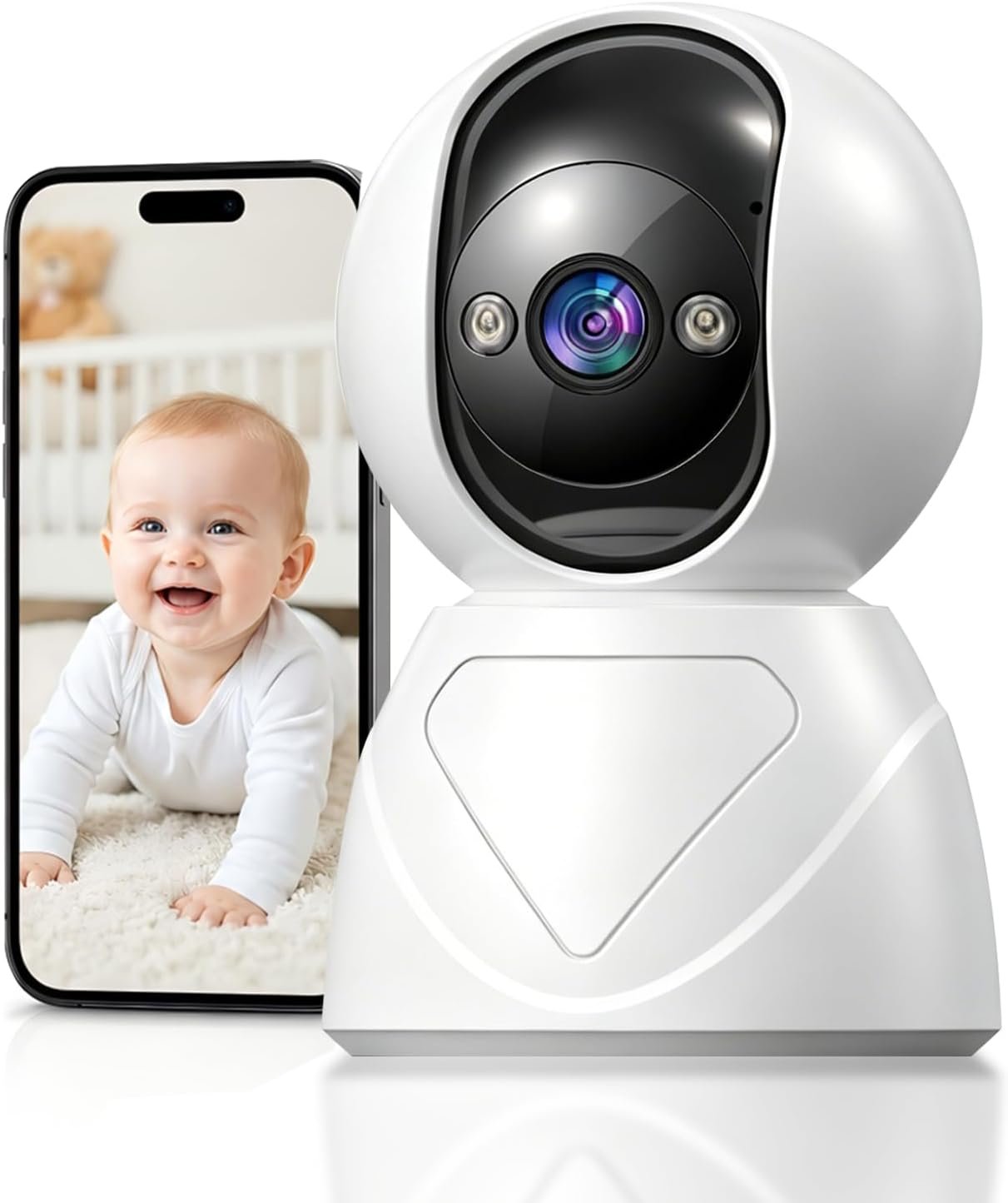 Baby Monitor with Camera and Audio, Smart Motion Tracking & 3X Zoom, Indoor Camera, Color Night Vision, 5G/2.4G WiFi, Two-Way Audio, 3MP 355° Pan Tilt, Pet Camera, SD/Cloud