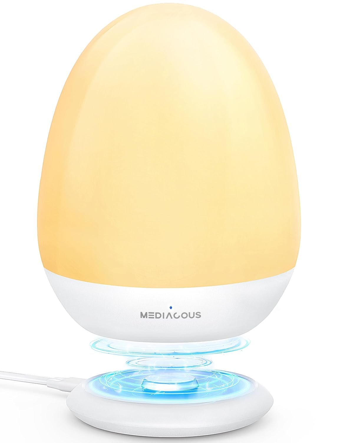 MediAcous Night Lights for Kids Room, Egg Light for Nursery with Stable Charging Pad, Dimmable Baby Night Light with 1H Timer & Touch Control, ABS+PC LED Egg Night Light for Breastfeeding, Up to 200H