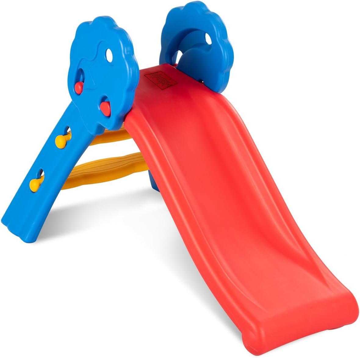 BABY JOY Folding Slide, Indoor First Slide Plastic Play Slide Climber for Kids (Floral Rail)