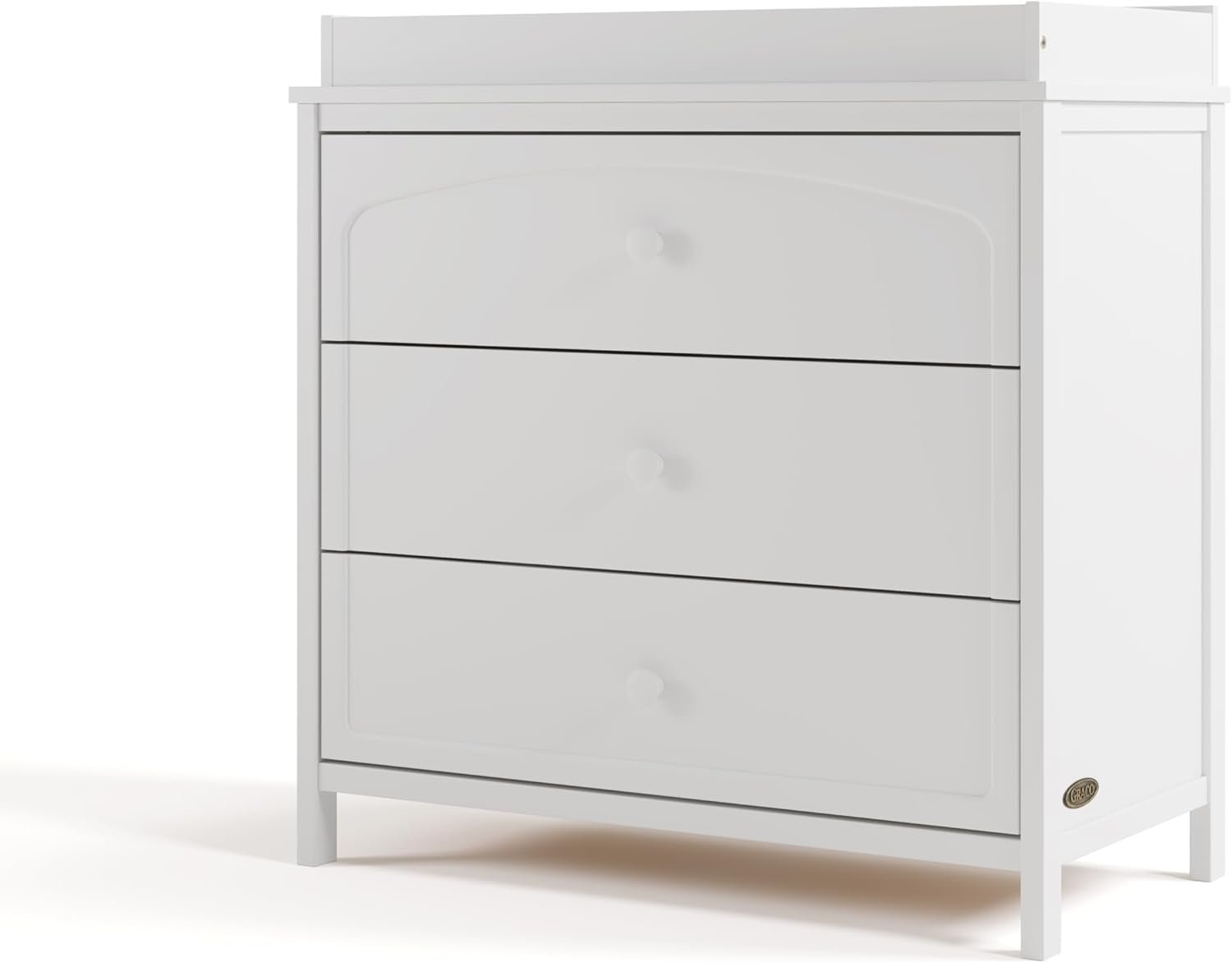 Graco Olivia 3 Drawer Changing Table Dresser (White) – GREENGUARD Gold Certified Baby Dresser with Changing Table Top, Includes Interlocking Drawer System