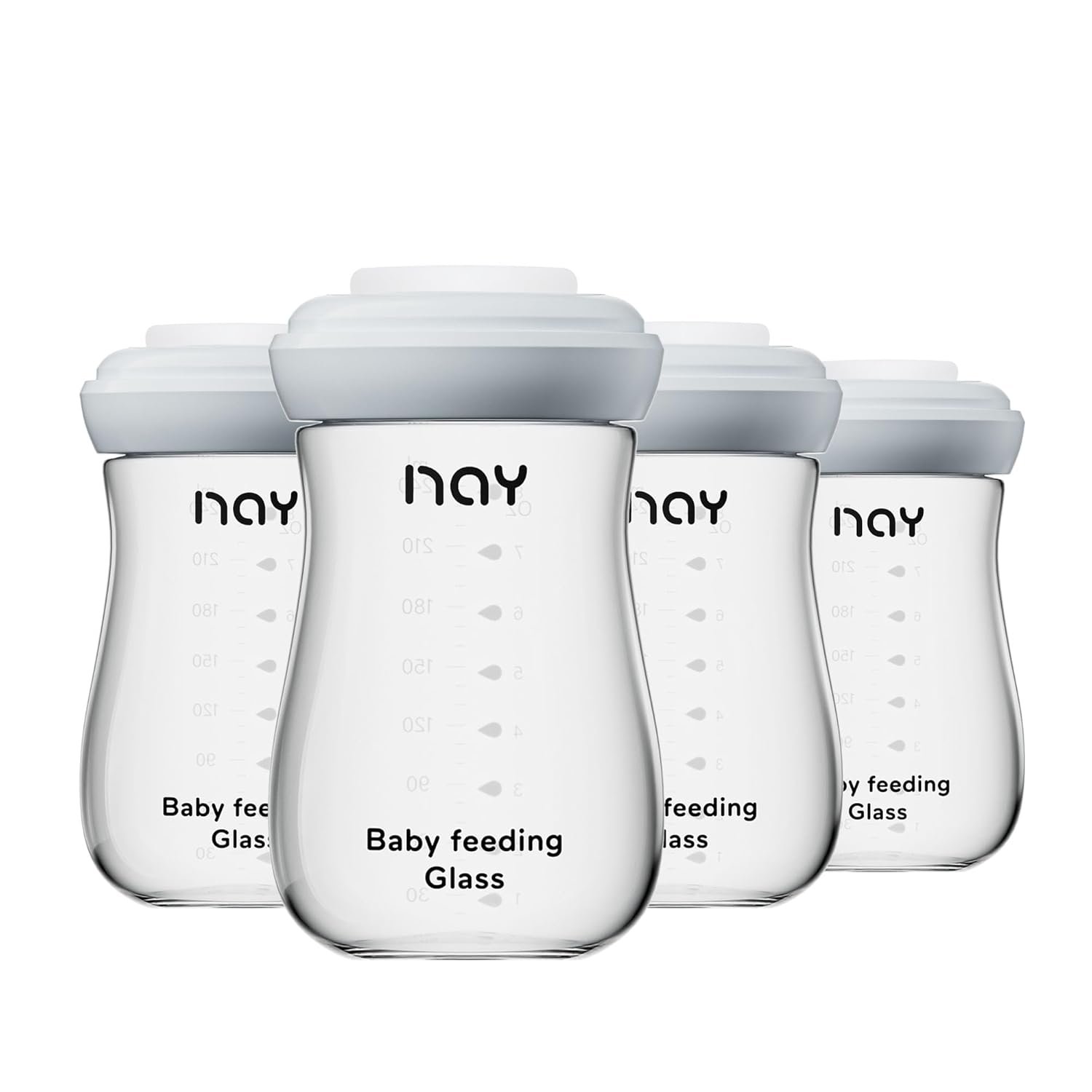 yanyoyo Glass Breastmilk Storage Bottles, 8oz Wide Neck Breast Milk Containers, BPA-Free, Lead-Free, Fits Breast Pumps and Nipples, 4 Pack