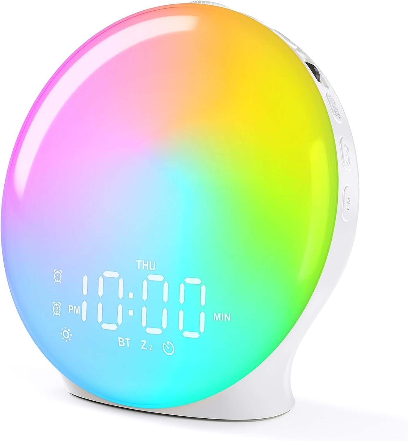 Wake Up Light Sunrise Alarm Clock with 17 Nightlights, Alarm Clocks for Bedbrooms Sound Machine with 5W Bluetooth Speaker, 25 Soothing Sounds, SleepTimer, Dual Alarms, FM Radio, Gift for Kids, Adults