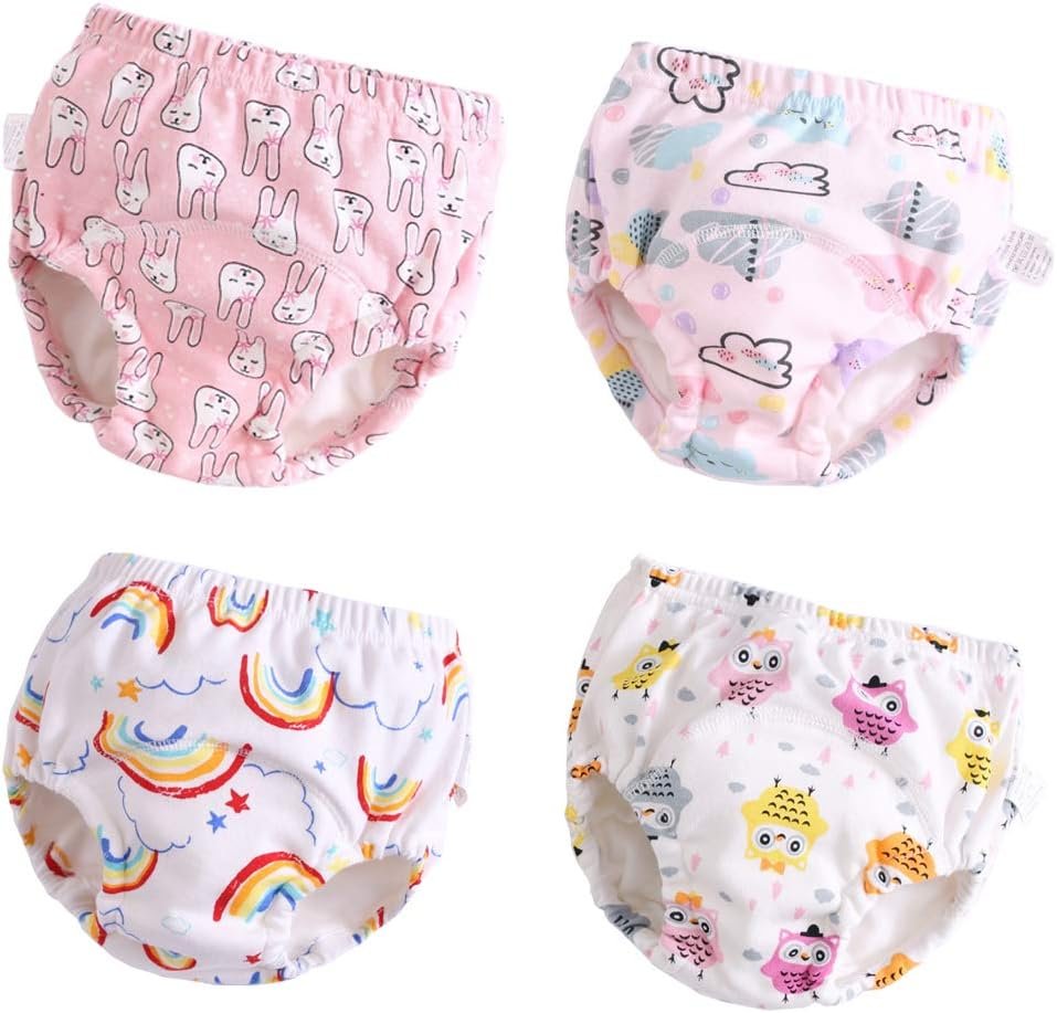 Toddler Potty Training Pants 4 Pack,Cotton Training Underwear Size 2T,3T,4T,Waterproof Underwear for Kids