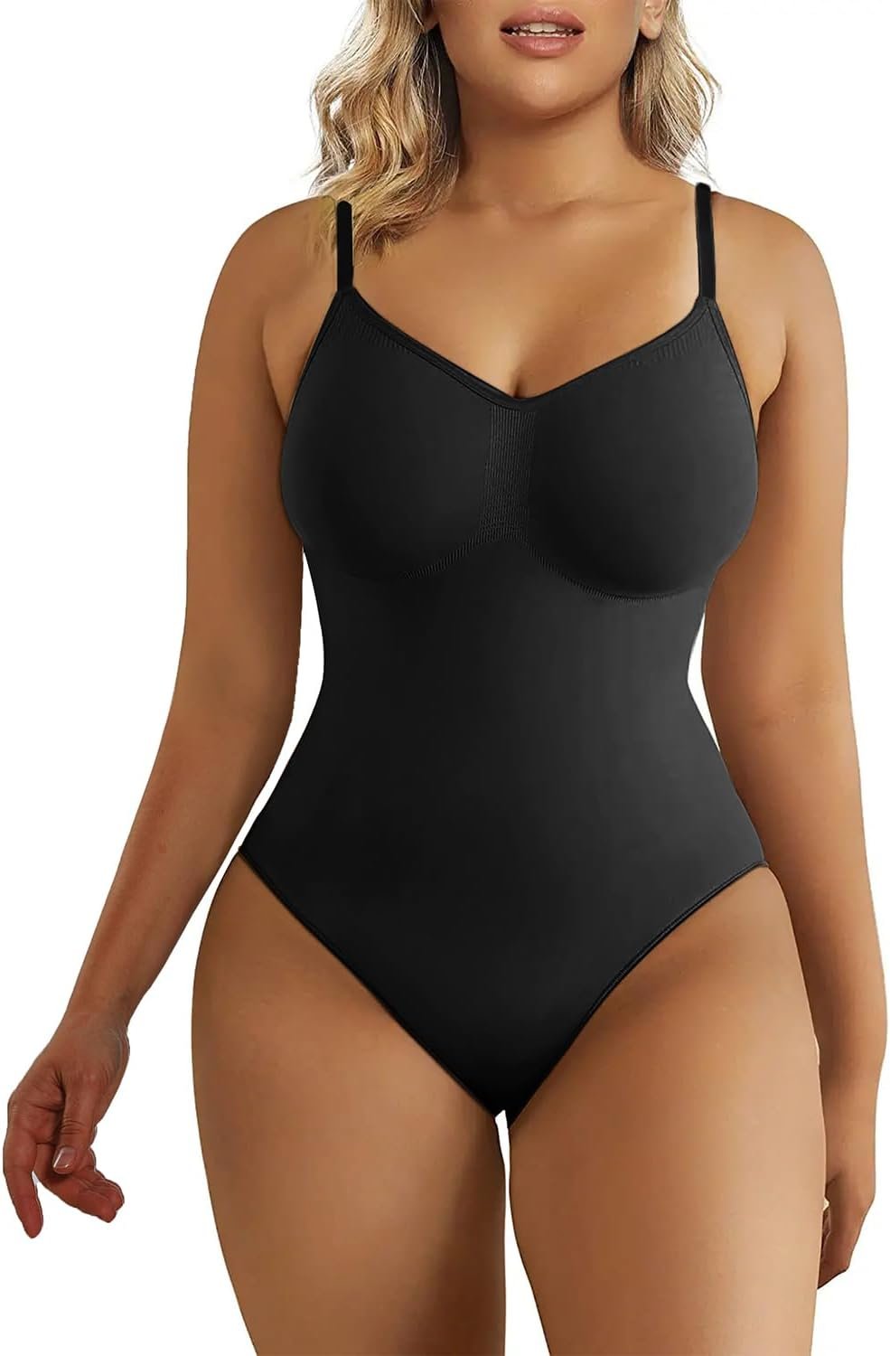 SHAPERX Women's Tummy Control Shapewear Thong Bodysuit Seamless Waist Snatching Body Shaper