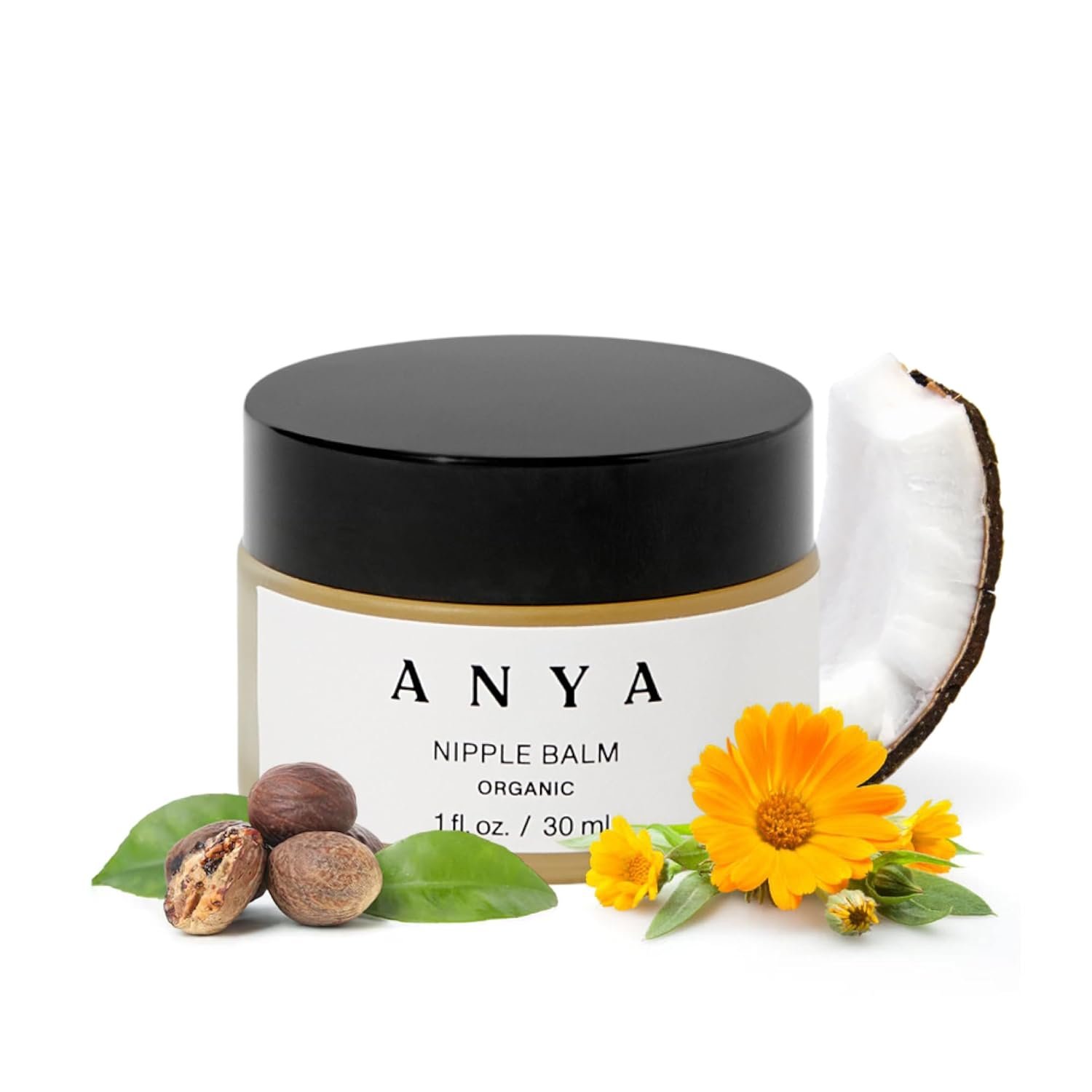 ANYA Organic Nipple Balm for Breastfeeding - 100% Vegan, Organic, Lanolin-Free. Nipple Cream to soothe itchy, chapped nipples and keeps skin hydrated. Postpartum essentials Gifts Baby Shower Gifts