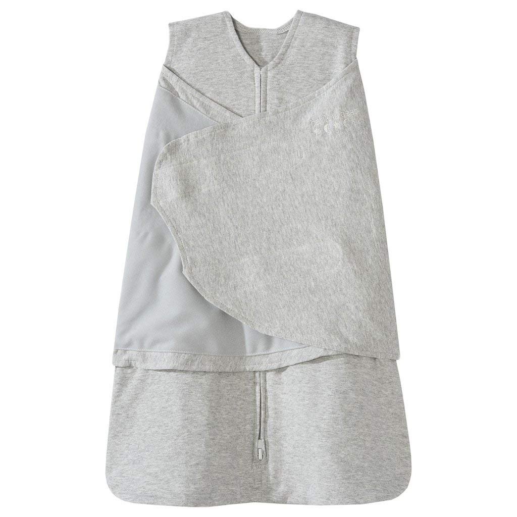 HALO 100% Cotton Sleepsack Swaddle, 3-Way Adjustable Wearable Blanket, TOG 1.5, Heather Gray, Newborn, 0-3 Months