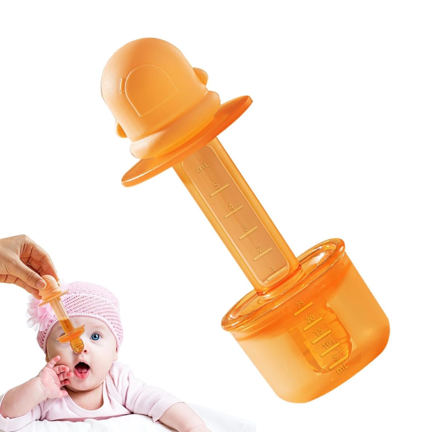 Medicine Pacifier – Food Grade Silicone PP Stainless Steel Nylon 46x46x119mm Anti Choking Medicine Feeder | Syringe Pacifier Syringe Medicines Dispenser | Medicines Dropper for Safe Liquid F