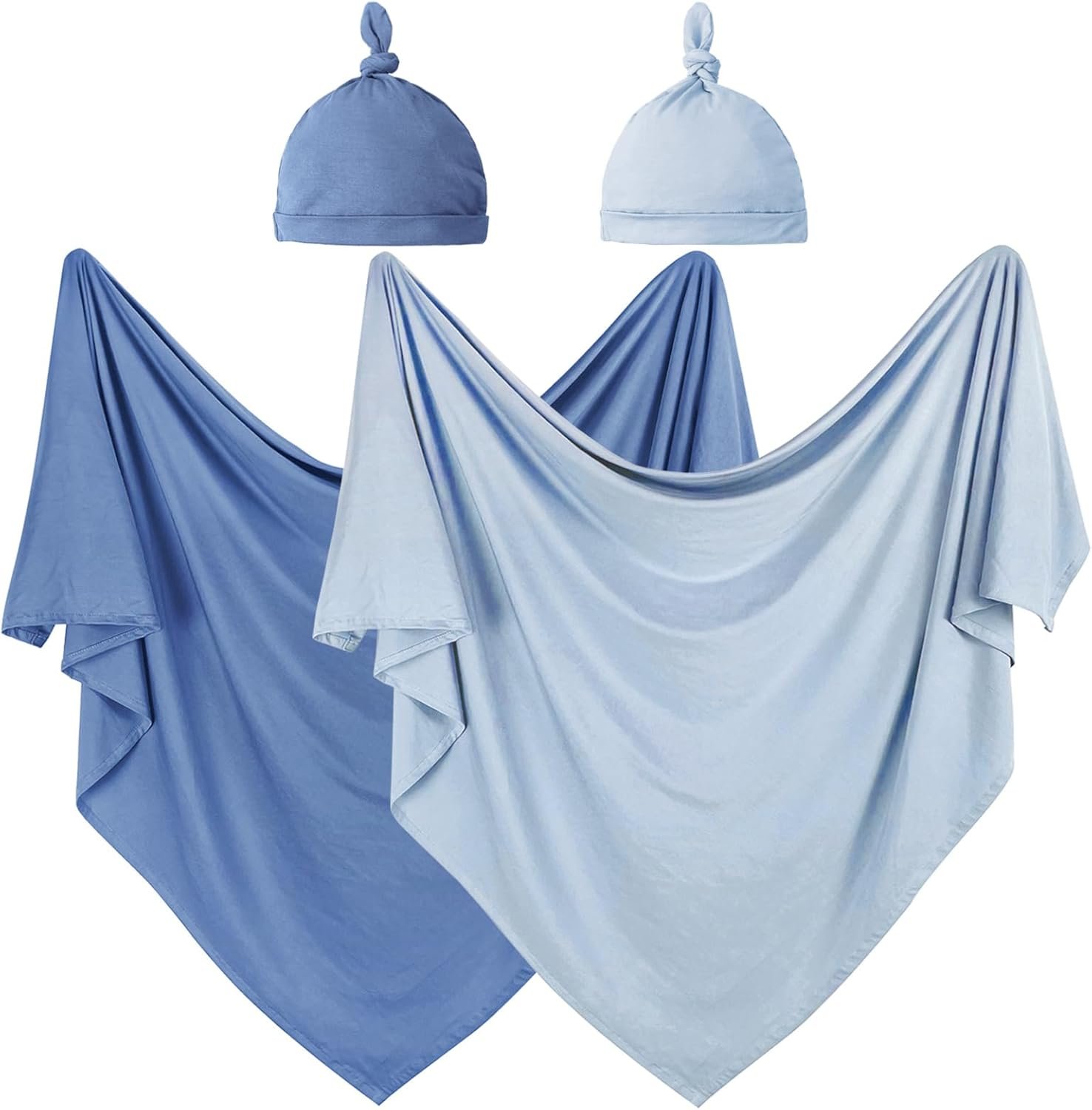 OWLOWLA 2Pack Newborn Swaddle Blanket with Hat Set Baby Wrap Swaddle Receiving Blanket Boys Girls