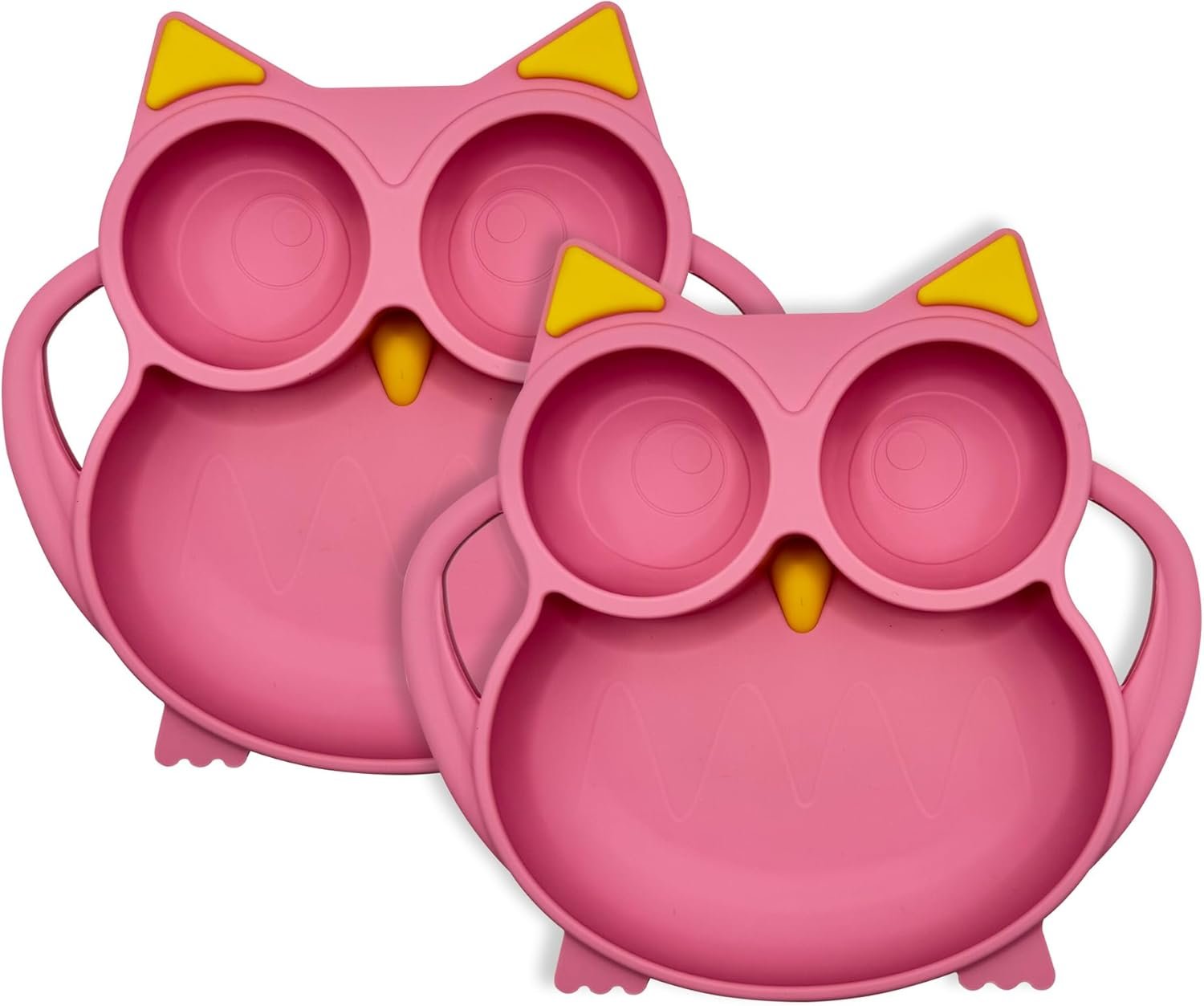 Suction Plates for Toddlers - Set of 2, Stay-Put No-Spill Divided Plates, 3 Sections, BPA-Free, Pink