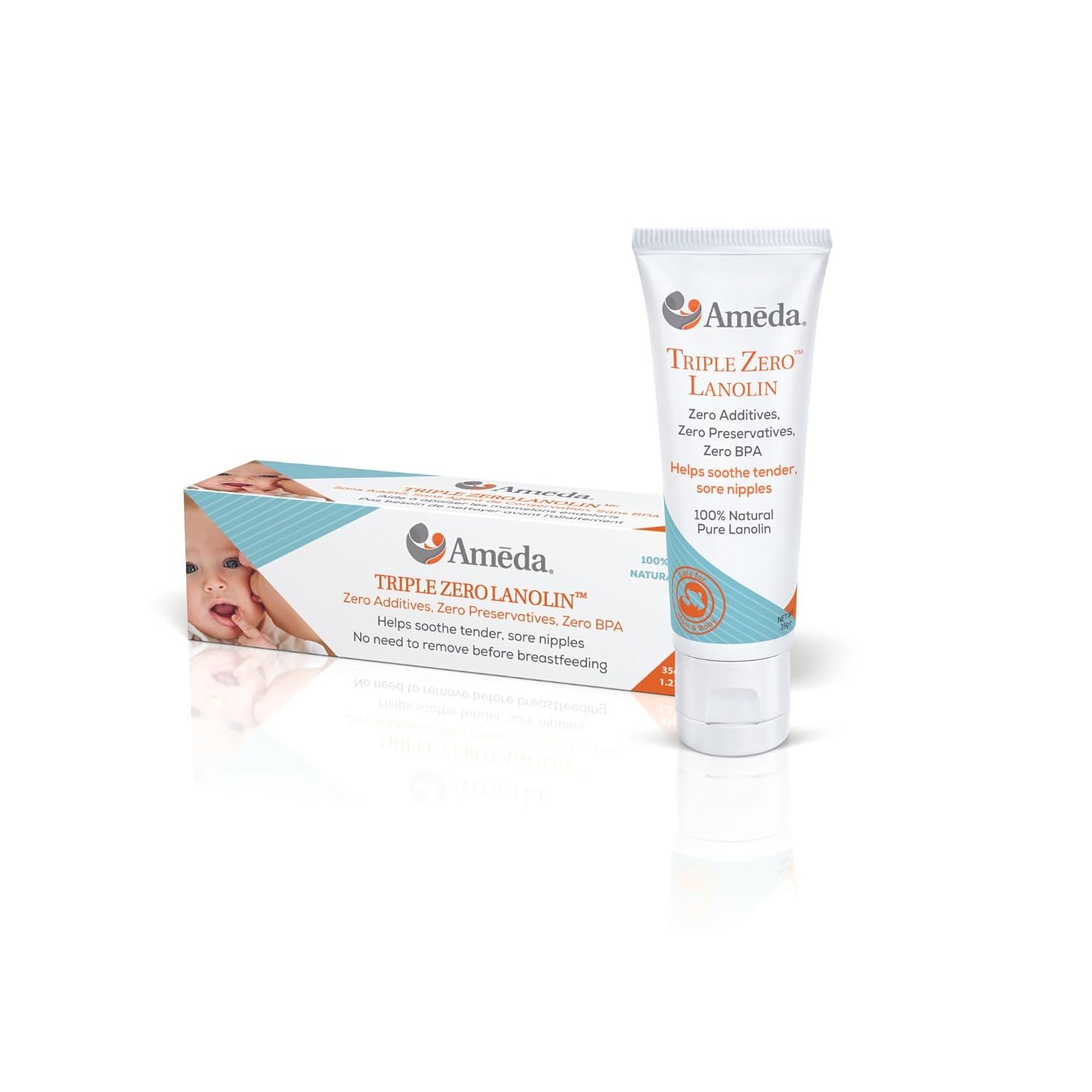 Ameda Triple Zero Lanolin Nursing Cream, 35 Grams, Soothe Tender & Sore Nipples