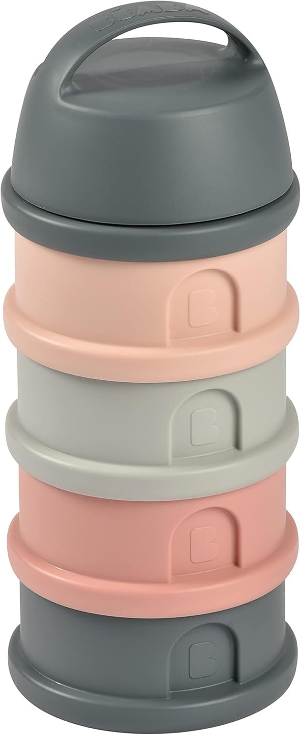 BEABA Formula and Snack Container, Baby Formula Dispenser, Toddler Baby Snack Storage Container, Holds up to 11 Doses of Milk Powder Per Compartment, Made in France, Rose