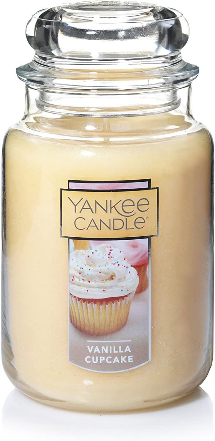 Yankee Candle Vanilla Cupcake Scented Classic 22oz Large Jar Single Wick Candle Over 110 Hours of Burn Time Ideal for Creating Relaxing Ambience